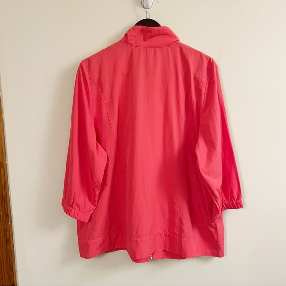 CJ Banks Pink Full Zip Front Lightweight Coat NEW Size 1X 3/4 Sleeves - Picture 8 of 10
